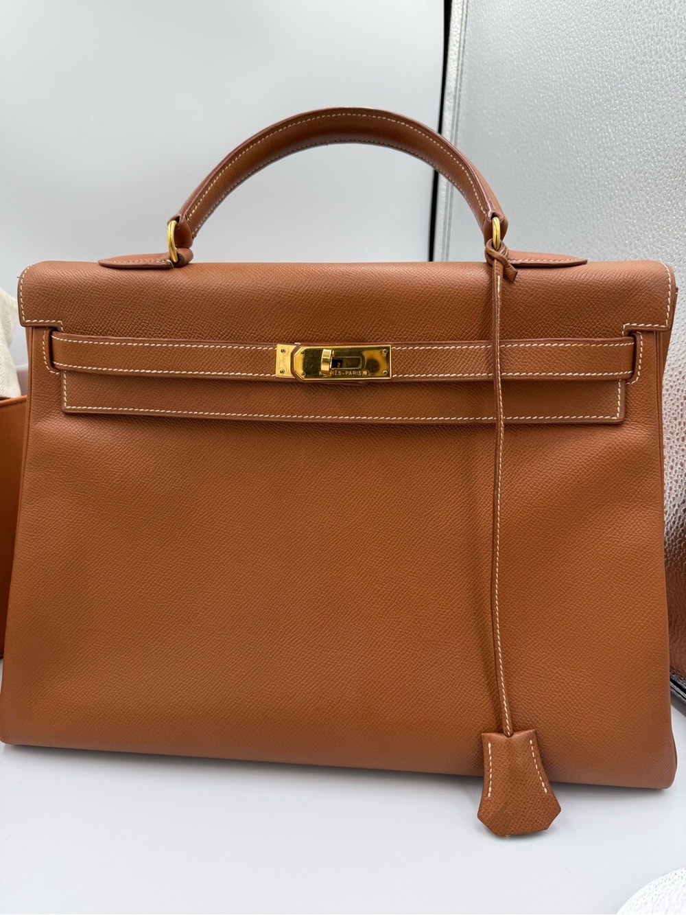 Hermes Kelly 35 Togo Gold Leather Top-Handle Satchel with Gold Hardware - Picture 1 of 16